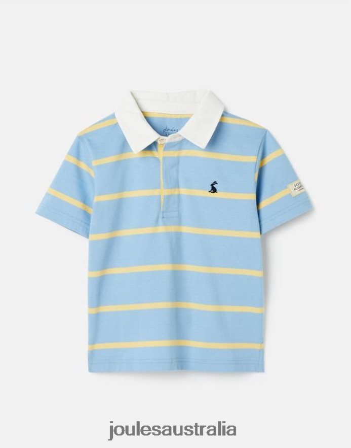 Joules Apparel Boys Ozzy Stripe Jersey Polo Shirt 2-12 Years NVVNL350 BLUE YELLOW STRIPE