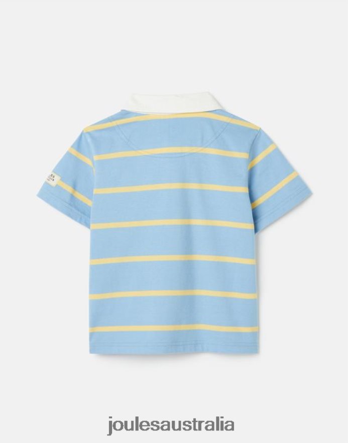 Joules Apparel Boys Ozzy Stripe Jersey Polo Shirt 2-12 Years NVVNL350 BLUE YELLOW STRIPE