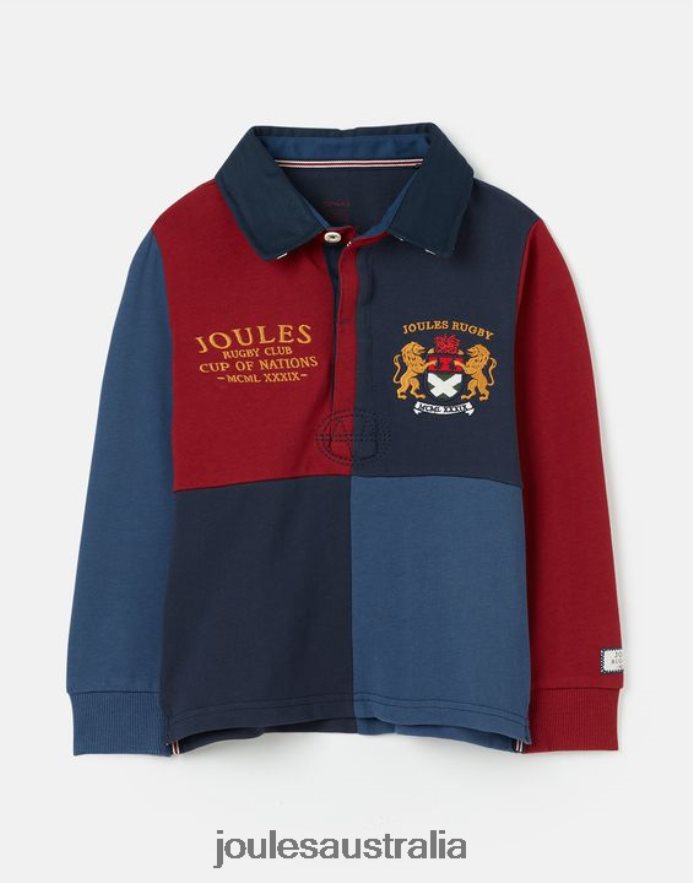 Joules Apparel Boys Union Rugby Shirt 2-12 Years NVVNL374 FRENCH NAVY