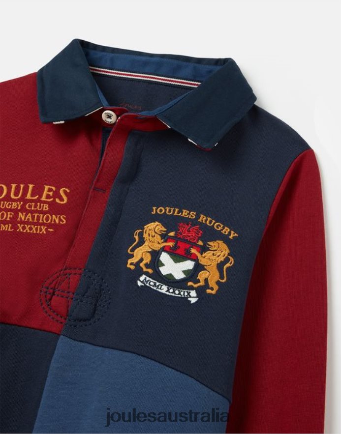Joules Apparel Boys Union Rugby Shirt 2-12 Years NVVNL374 FRENCH NAVY