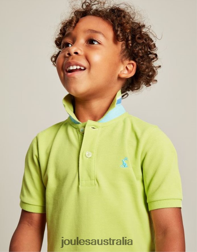 Joules Apparel Boys Woody Polo Shirt 2-12 Years NVVNL375 LIME GRANITA
