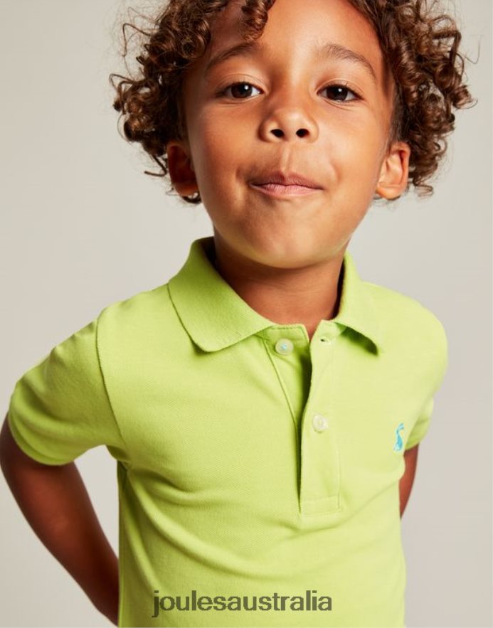 Joules Apparel Boys Woody Polo Shirt 2-12 Years NVVNL375 LIME GRANITA