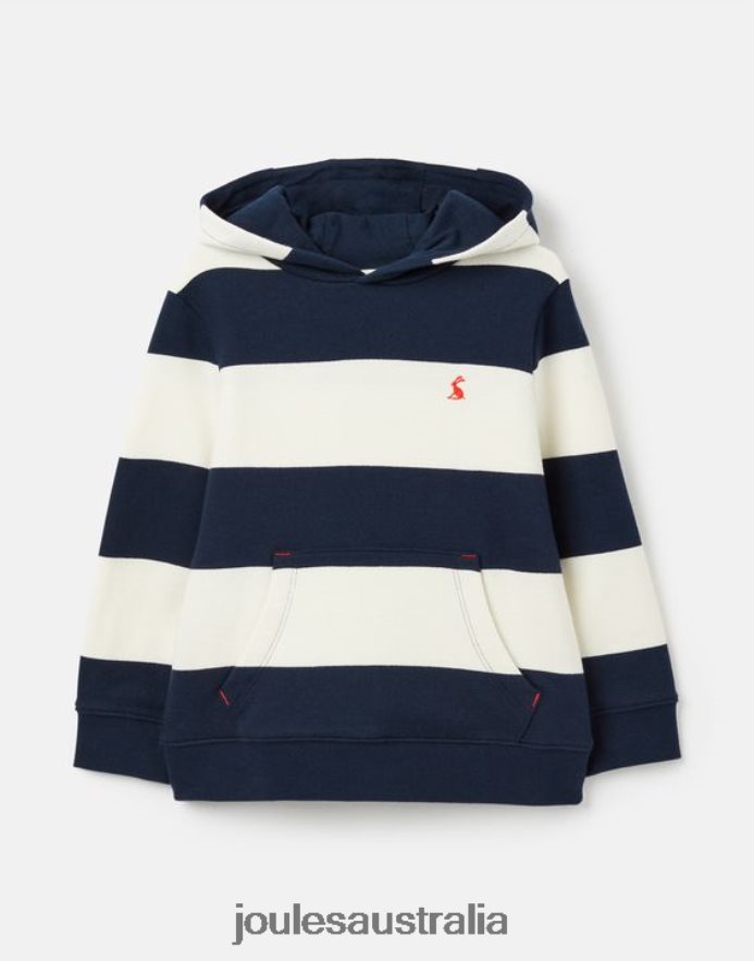 Joules Apparel Boys Burlton Stripe Hooded Sweatshirt 2-12 Years NVVNL342 NAVY CREAM STRIPE