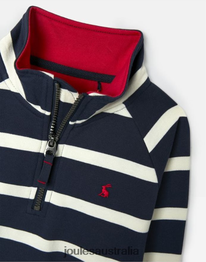 Joules Apparel Boys Finn 1/2 Zip Sweatshirt 2-12 Years NVVNL349 NAVY STRIPE