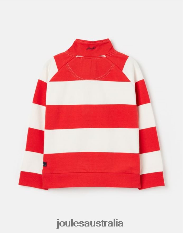 Joules Apparel Boys Finn Striped 1/2 Zip Sweatshirt 2-12 Years NVVNL361 MELON RED STRIPE