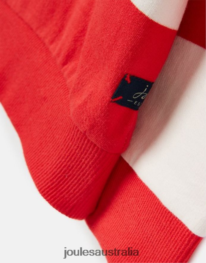Joules Apparel Boys Finn Striped 1/2 Zip Sweatshirt 2-12 Years NVVNL361 MELON RED STRIPE