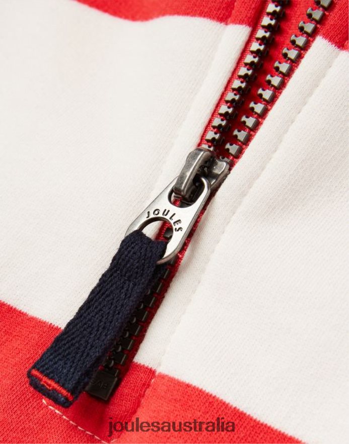Joules Apparel Boys Finn Striped 1/2 Zip Sweatshirt 2-12 Years NVVNL361 MELON RED STRIPE