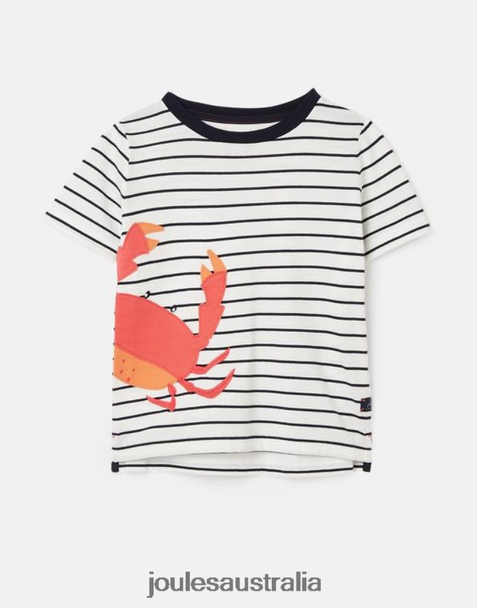 Joules Apparel Boys Archie Short Sleeve Applique T-Shirt 2-8 Years NVVNL364 NAVY STRIPE CRABS
