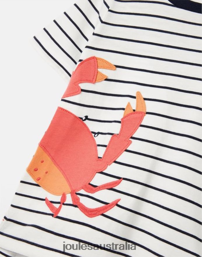 Joules Apparel Boys Archie Short Sleeve Applique T-Shirt 2-8 Years NVVNL364 NAVY STRIPE CRABS