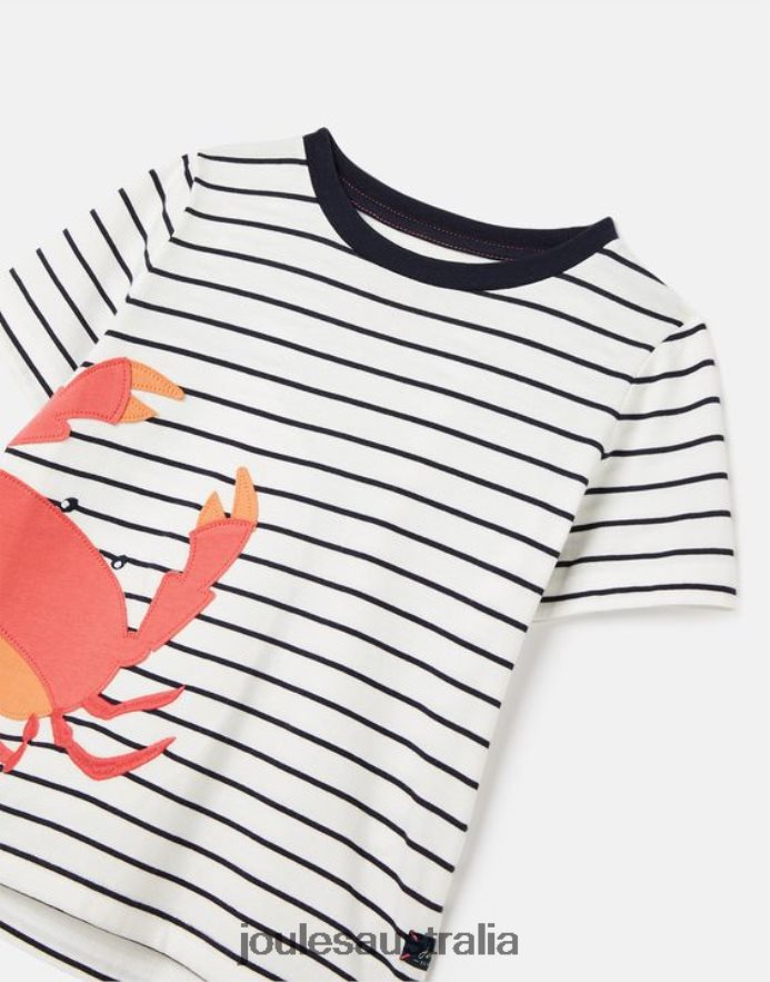 Joules Apparel Boys Archie Short Sleeve Applique T-Shirt 2-8 Years NVVNL364 NAVY STRIPE CRABS