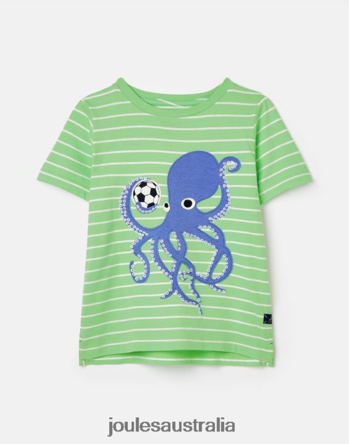 Joules Apparel Boys Archie Short Sleeve Applique T-Shirt 2-8 Years NVVNL367 GREEN OCTOPUS