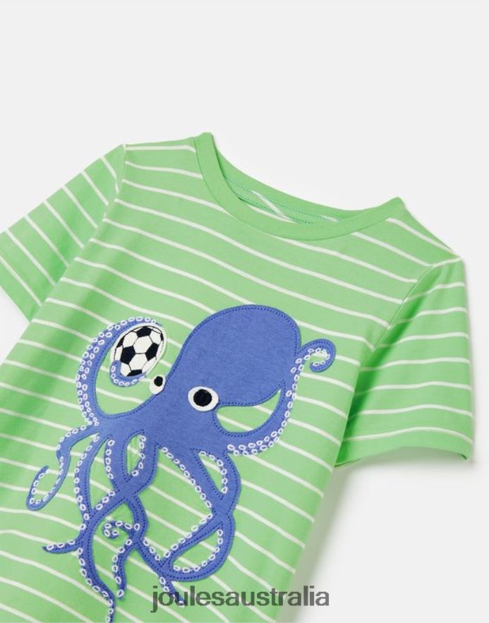 Joules Apparel Boys Archie Short Sleeve Applique T-Shirt 2-8 Years NVVNL367 GREEN OCTOPUS