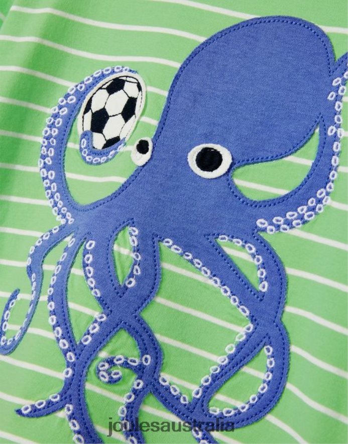 Joules Apparel Boys Archie Short Sleeve Applique T-Shirt 2-8 Years NVVNL367 GREEN OCTOPUS