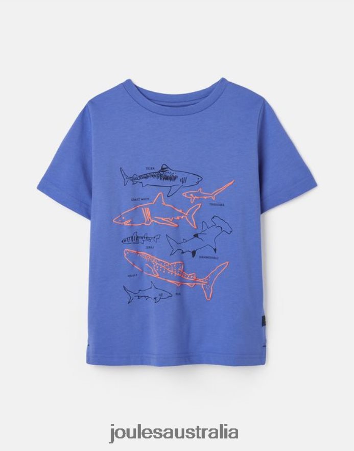 Joules Apparel Boys Ben Short Sleeve T-Shirt 2-12 Years NVVNL353 BLUE SHARKS