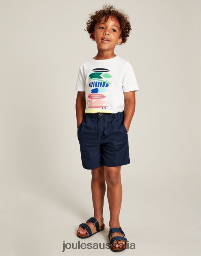 Joules Apparel Boys Ben Short Sleeve T-Shirt 2-12 Years NVVNL362 WHITE SURF BOARDS