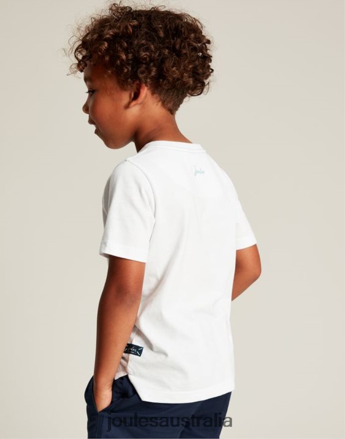 Joules Apparel Boys Ben Short Sleeve T-Shirt 2-12 Years NVVNL362 WHITE SURF BOARDS