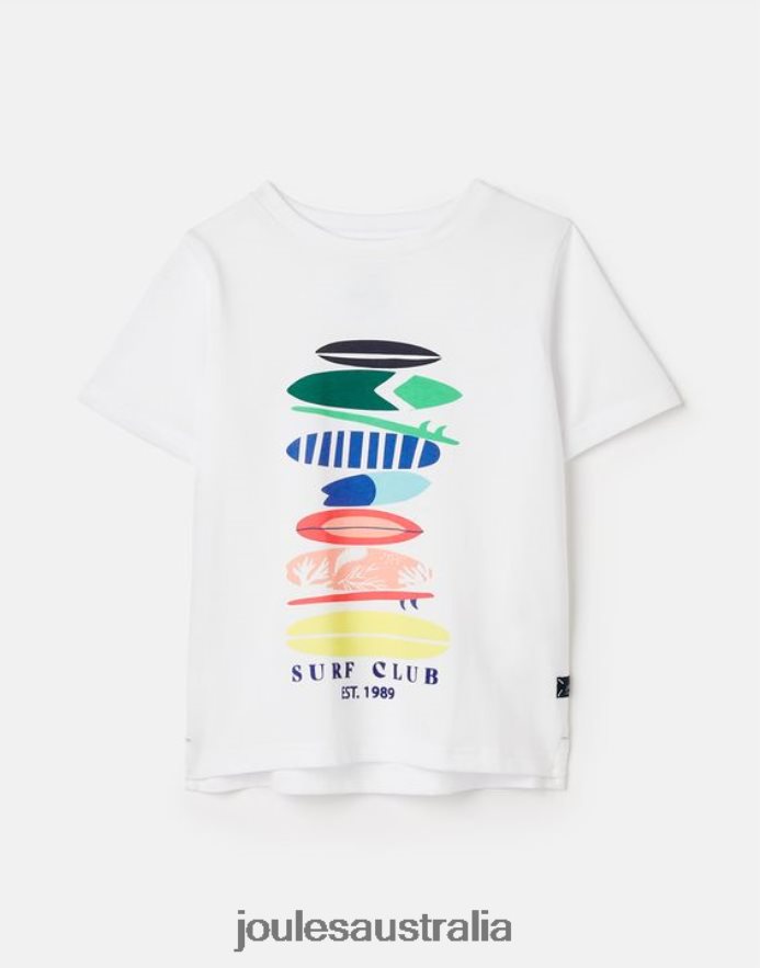 Joules Apparel Boys Ben Short Sleeve T-Shirt 2-12 Years NVVNL362 WHITE SURF BOARDS