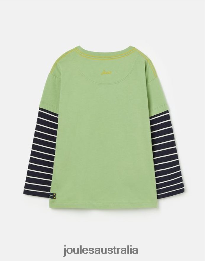 Joules Apparel Boys Chomp Long Sleeve Artwork Top 2-8 Years NVVNL341 LIGHT GREEN