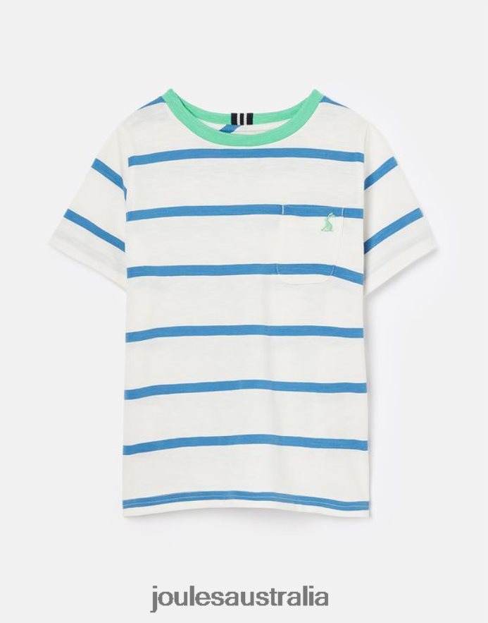 Joules Apparel Boys Laundered Stripe T-Shirt 2-12 Years NVVNL358 LIGHT BLUE STRIPE