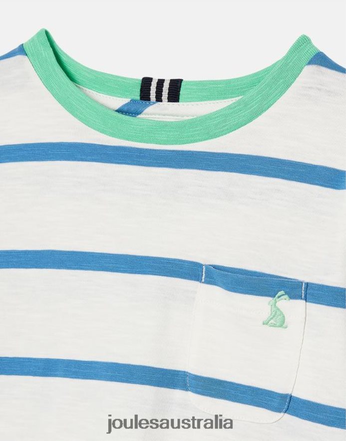 Joules Apparel Boys Laundered Stripe T-Shirt 2-12 Years NVVNL358 LIGHT BLUE STRIPE