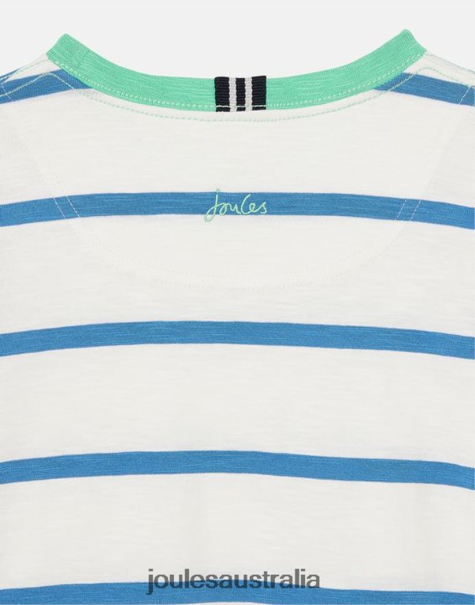 Joules Apparel Boys Laundered Stripe T-Shirt 2-12 Years NVVNL358 LIGHT BLUE STRIPE