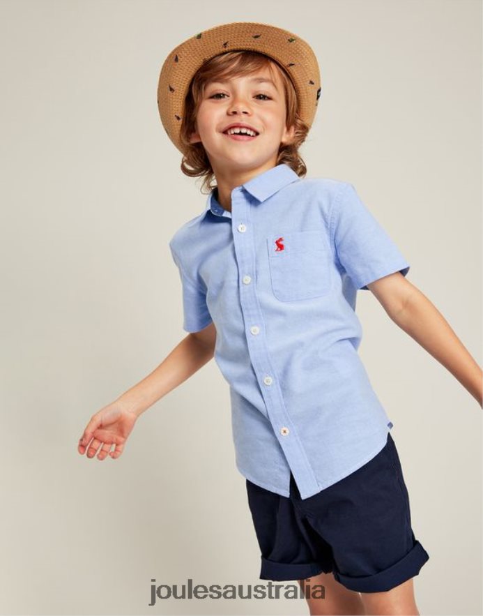 Joules Apparel Boys Oxford Short Sleeve Shirt 2-12 years NVVNL379 BLUE