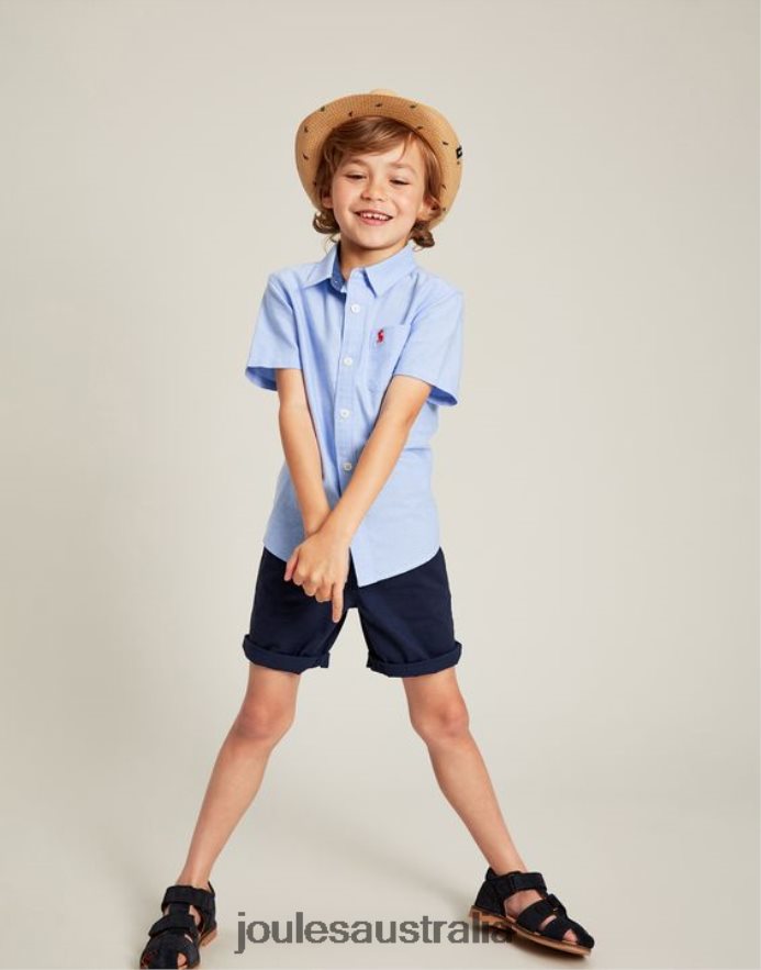 Joules Apparel Boys Oxford Short Sleeve Shirt 2-12 years NVVNL379 BLUE
