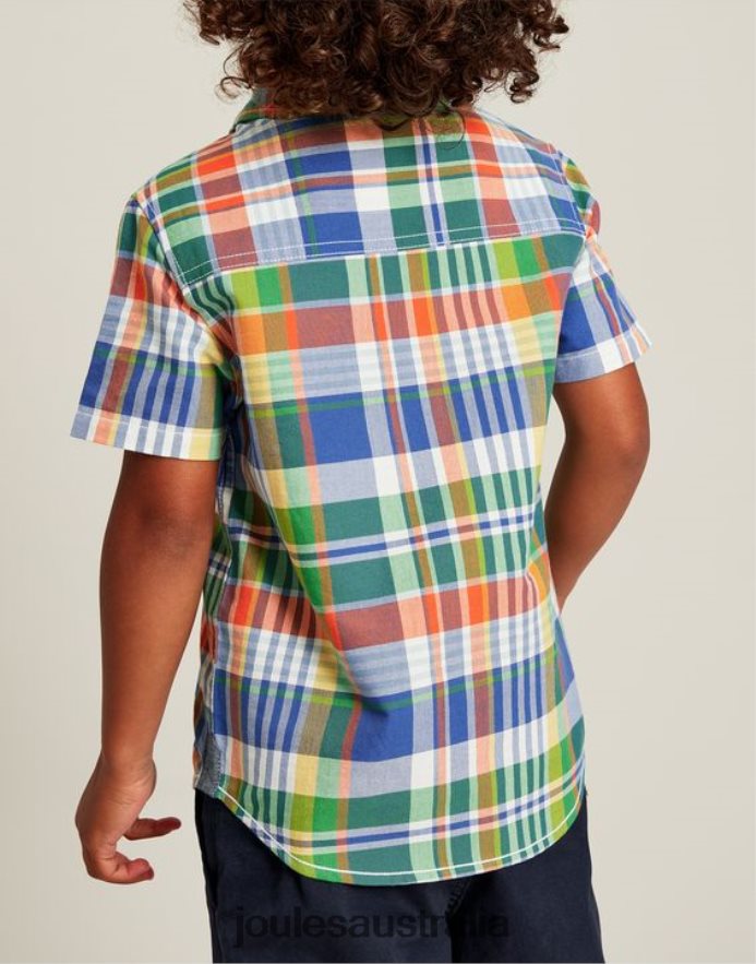 Joules Apparel Boys Sark Short Sleeve Check Oxford Shirt 2-12 years NVVNL354 BLUE CHECK