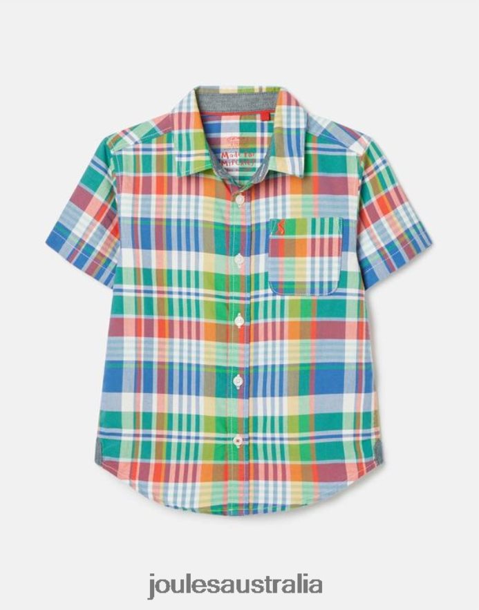 Joules Apparel Boys Sark Short Sleeve Check Oxford Shirt 2-12 years NVVNL354 BLUE CHECK