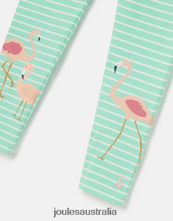 Joules Apparel Girls Deedee Printed Leggings 2-12 Years NVVNL266 AQUA STRIPE FLAMINGO