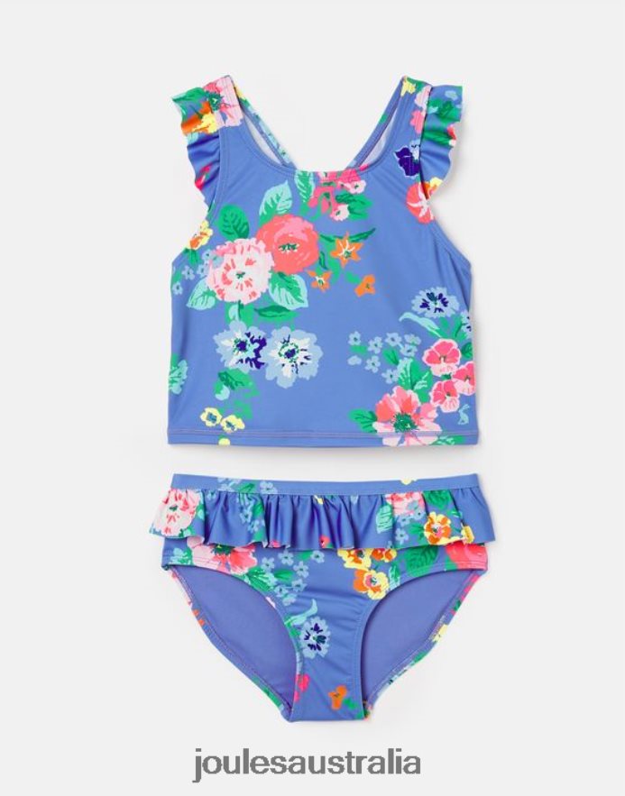 Joules Apparel Girls Laurielle Tankini 2-12 Years NVVNL319 BLUE FLORAL