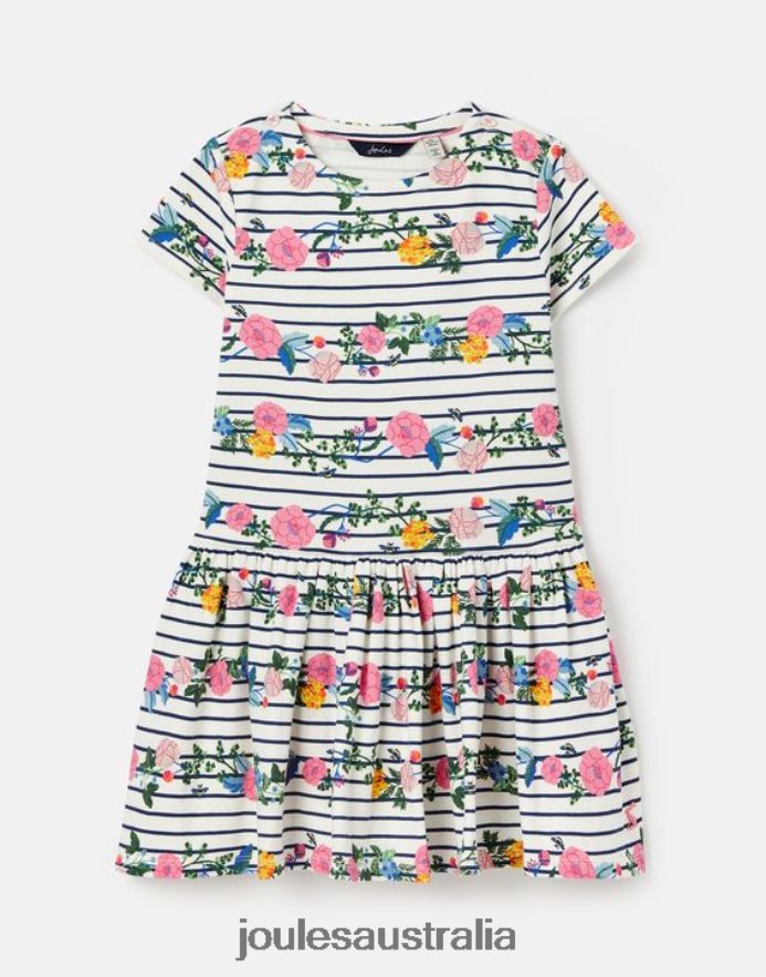 Joules Apparel Girls Harbour Jersey Breton Dress 2-12 Years NVVNL308 FLORAL HARBOUR STRIPE