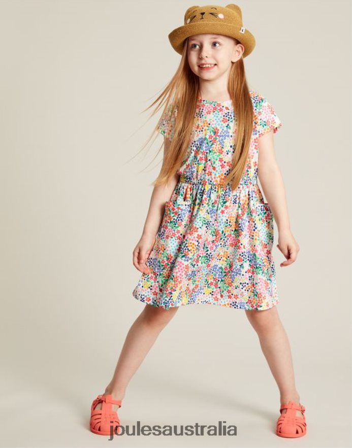Joules Apparel Girls Jude Short Sleeve Jersey Dress 2-12 Years NVVNL274 STRAWBERRY DITSY