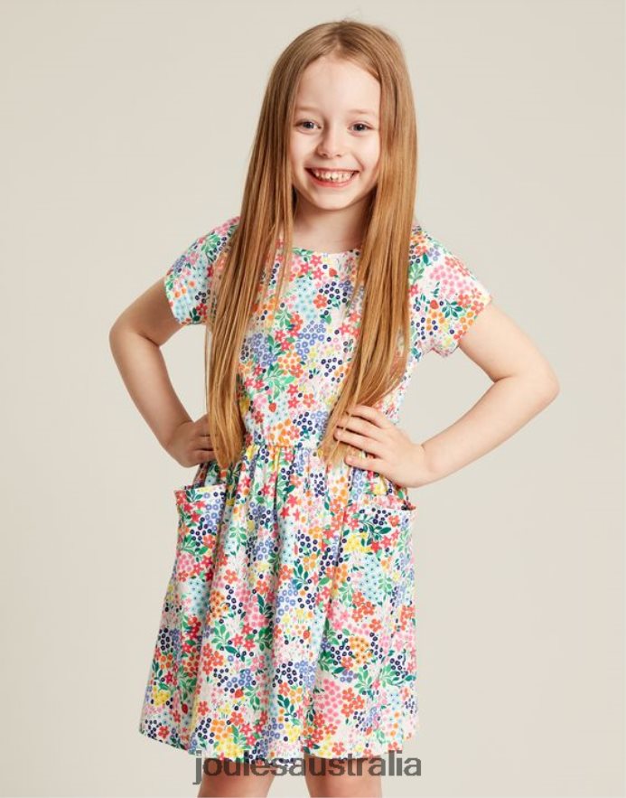Joules Apparel Girls Jude Short Sleeve Jersey Dress 2-12 Years NVVNL274 STRAWBERRY DITSY