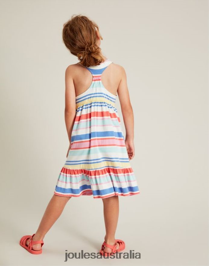 Joules Apparel Girls Juno Tiered Jersey Dress 2-12 Years NVVNL313 MULTI STRIPE