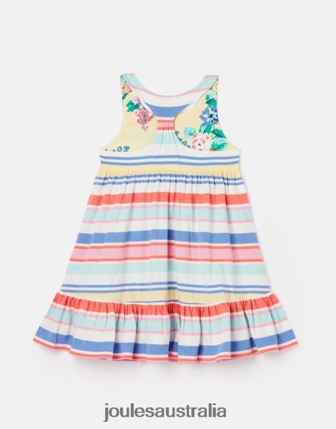 Joules Apparel Girls Juno Tiered Jersey Dress 2-12 Years NVVNL313 MULTI STRIPE