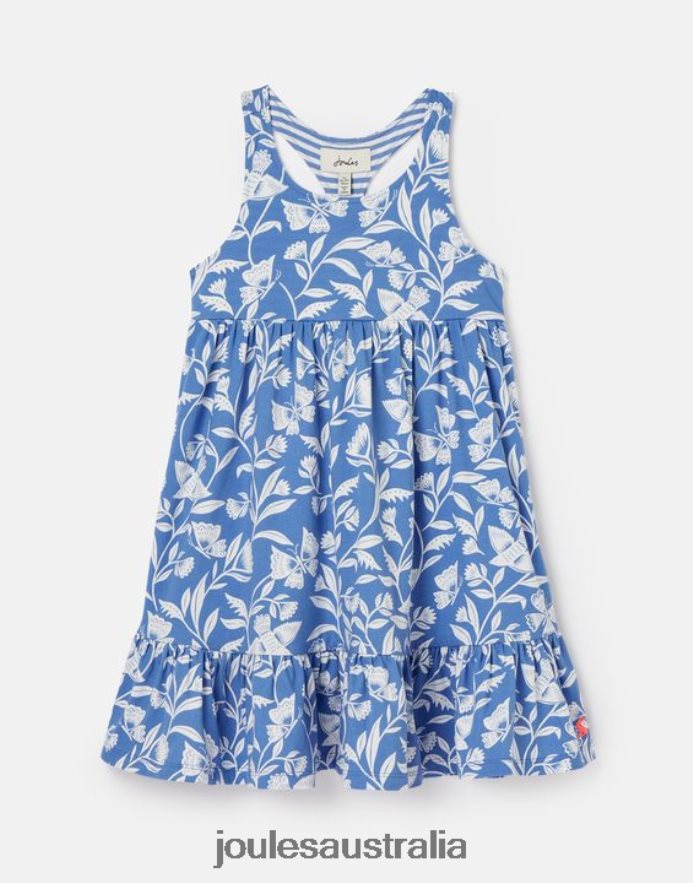 Joules Apparel Girls Juno Tiered Jersey Dress 2-12 Years NVVNL317 BUTTERFLY BLUE