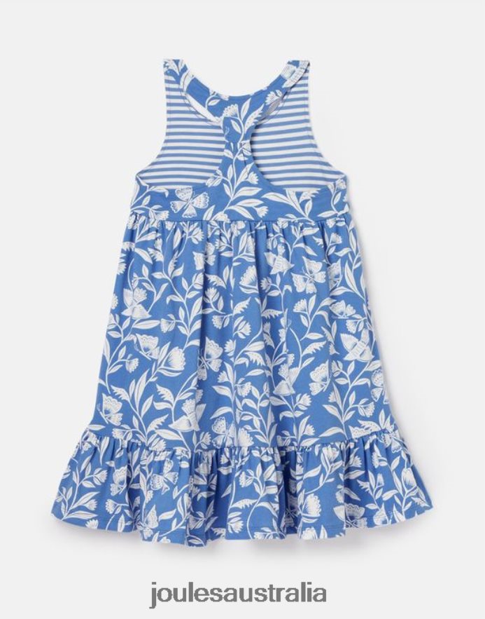 Joules Apparel Girls Juno Tiered Jersey Dress 2-12 Years NVVNL317 BUTTERFLY BLUE