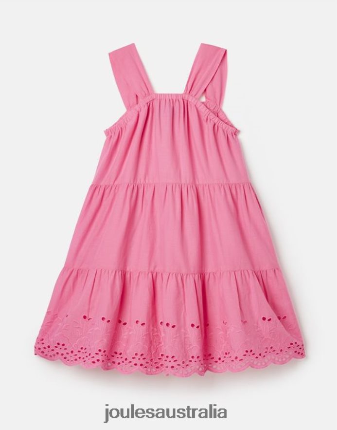 Joules Apparel Girls Kiki Tiered Midi Dress 2-12 Years NVVNL294 AURORA PINK