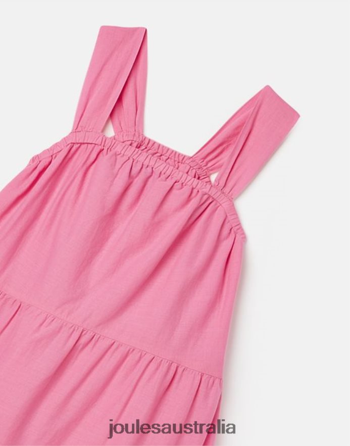 Joules Apparel Girls Kiki Tiered Midi Dress 2-12 Years NVVNL294 AURORA PINK