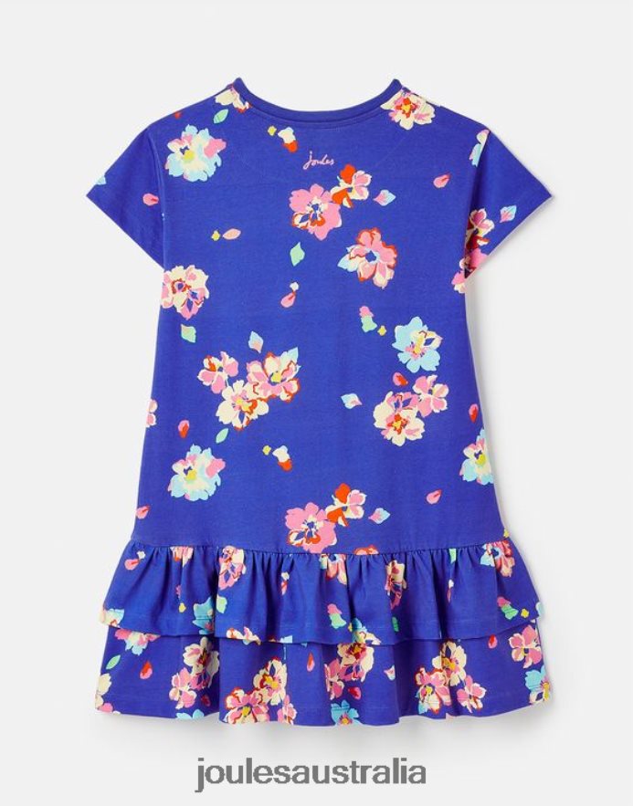 Joules Apparel Girls Markleigh Short Sleeve Peplum Jersey Dress 2-12 Years NVVNL276 BLUE FLORAL