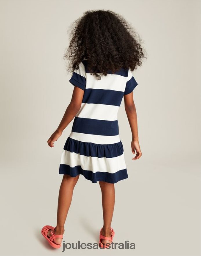 Joules Apparel Girls Orla Short Sleeve Polo Dress 2-12 years NVVNL310 NAVY CREAM STRIPE