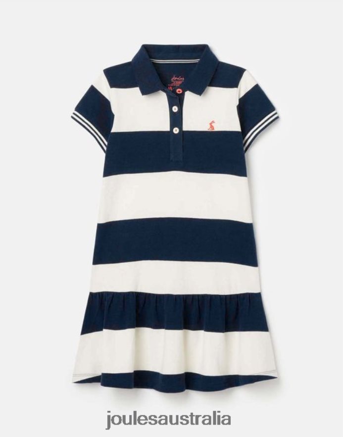 Joules Apparel Girls Orla Short Sleeve Polo Dress 2-12 years NVVNL310 NAVY CREAM STRIPE