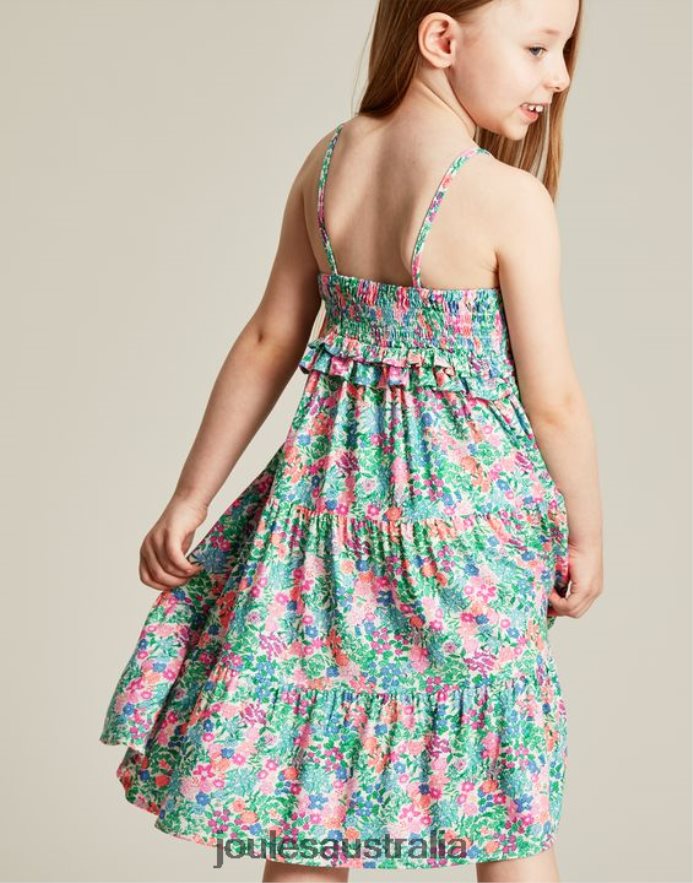 Joules Apparel Girls Theadora Shirred Empire Tiered Dress 5-12 Years NVVNL293 MULTI DITSY