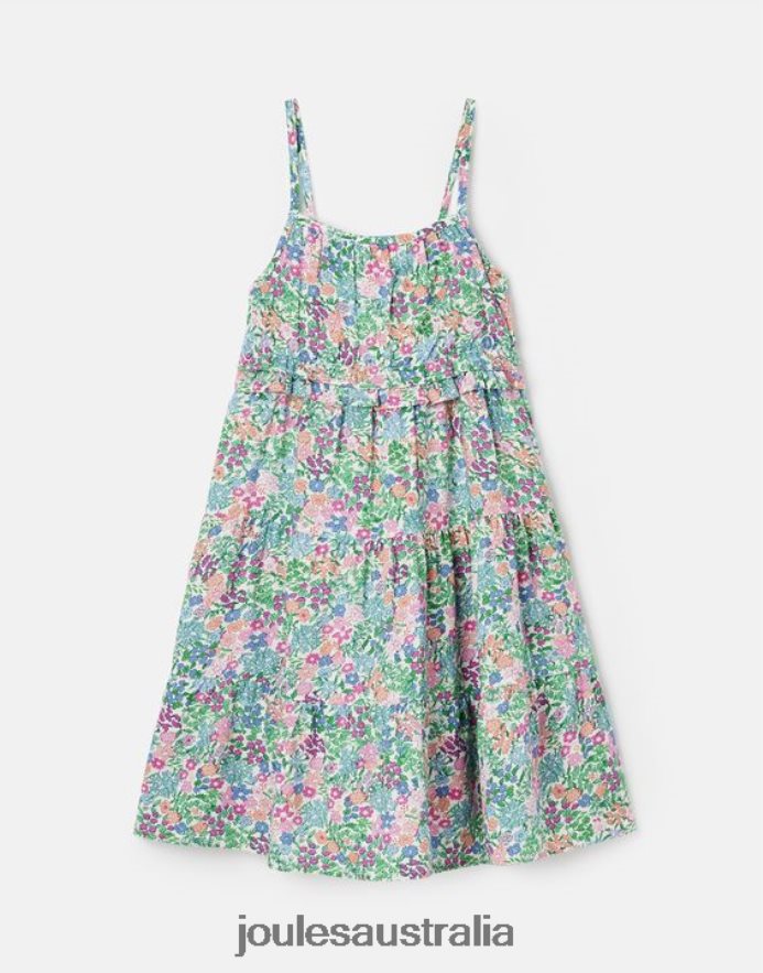 Joules Apparel Girls Theadora Shirred Empire Tiered Dress 5-12 Years NVVNL293 MULTI DITSY