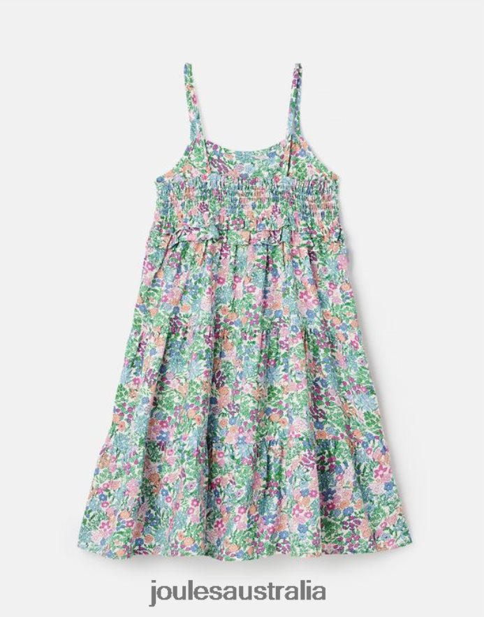 Joules Apparel Girls Theadora Shirred Empire Tiered Dress 5-12 Years NVVNL293 MULTI DITSY