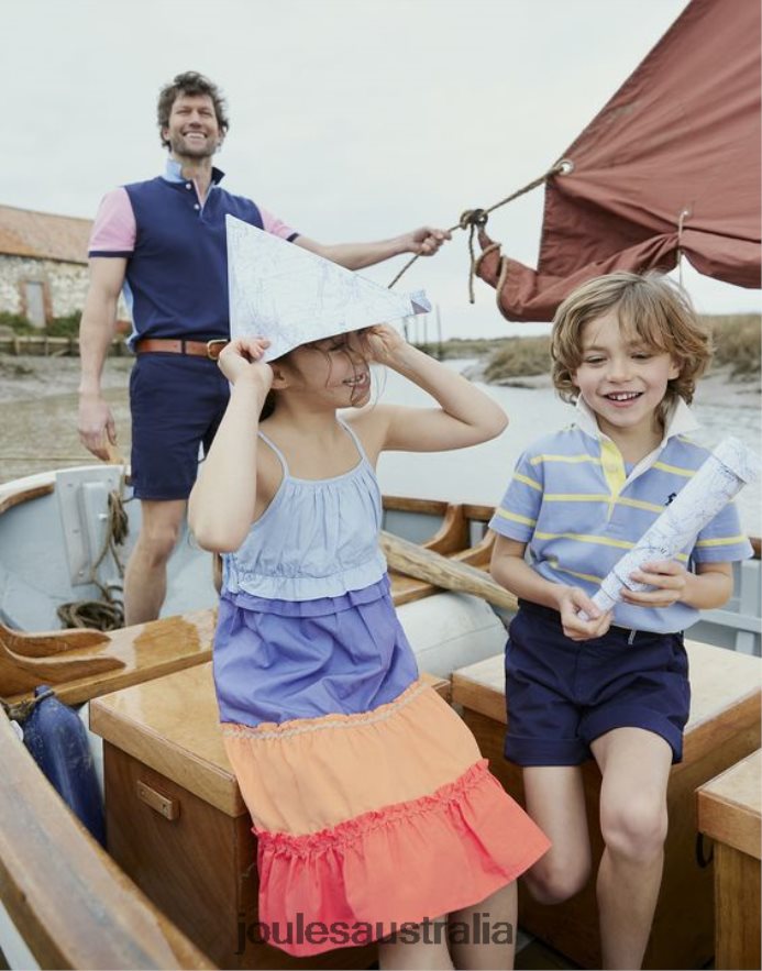Joules Apparel Girls Theadora Trapeze Dress 5-12 Years NVVNL314 COLOUR BLOCK