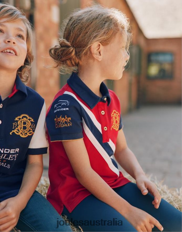 Joules Apparel Girls Burghley Polo Shirt 2-12 Years NVVNL329 DARK RED