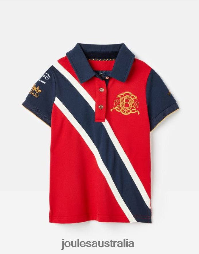 Joules Apparel Girls Burghley Polo Shirt 2-12 Years NVVNL329 DARK RED