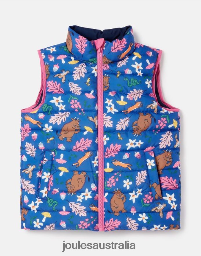 Joules Apparel Girls Gruffalo Flip It Reversible Vest 1-6 Years NVVNL260 BLUE
